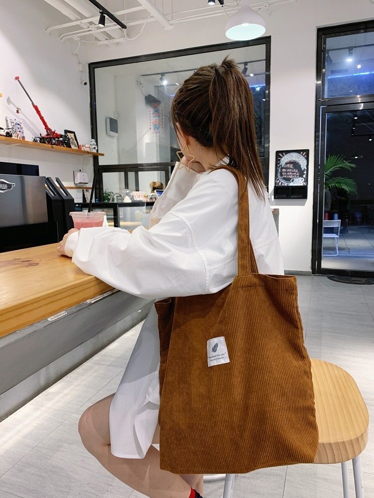 Vintage Corduroy Tote Bag