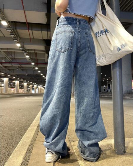 Ripped wide leg jeans