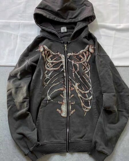 Skeleton Print Oversize Hoodie