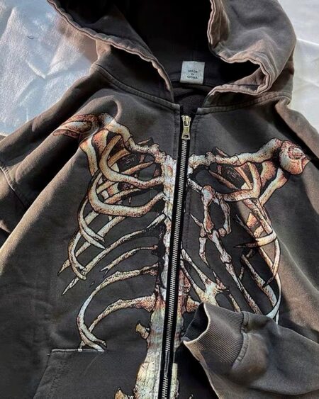Skeleton Print Oversize Hoodie