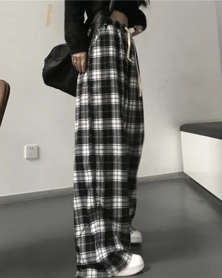 Black and White Plaid Oversized pants