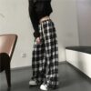 Black and White Plaid Oversized pants