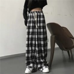 Black and White Plaid Oversized pants