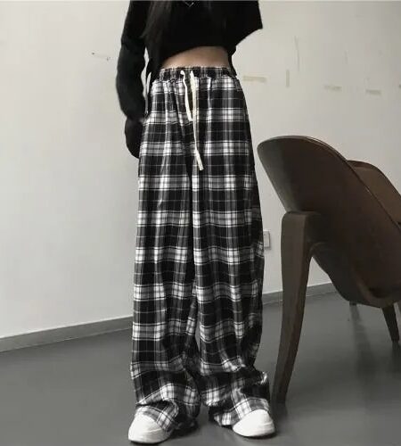 Black and White Plaid Oversized pants