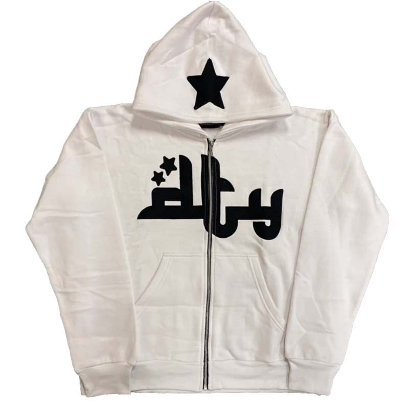 Star Letter Print Oversized Hoodies