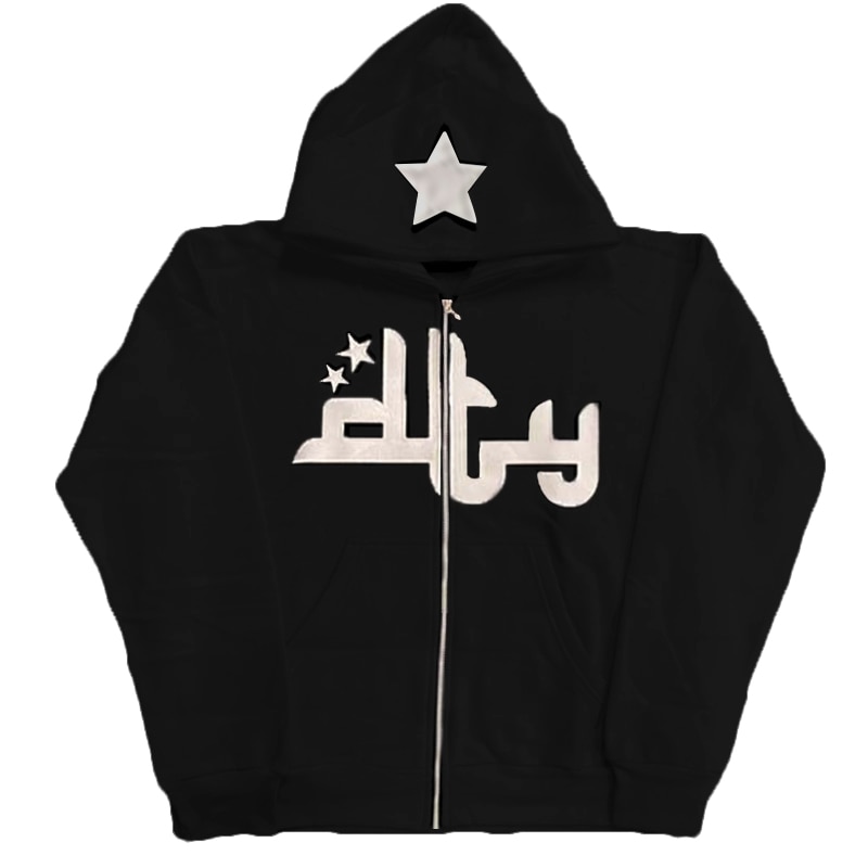 Star Letter Print Oversized Hoodies