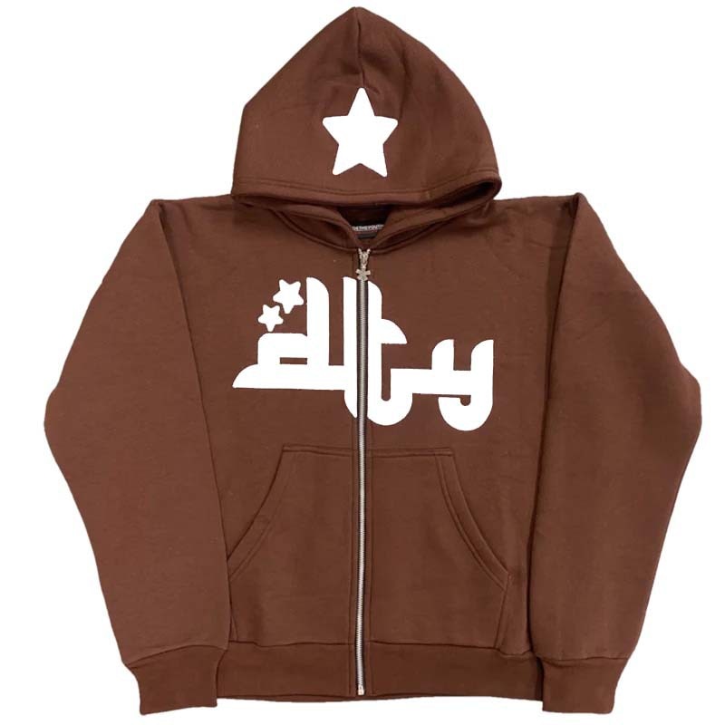 Star Letter Print Oversized Hoodies