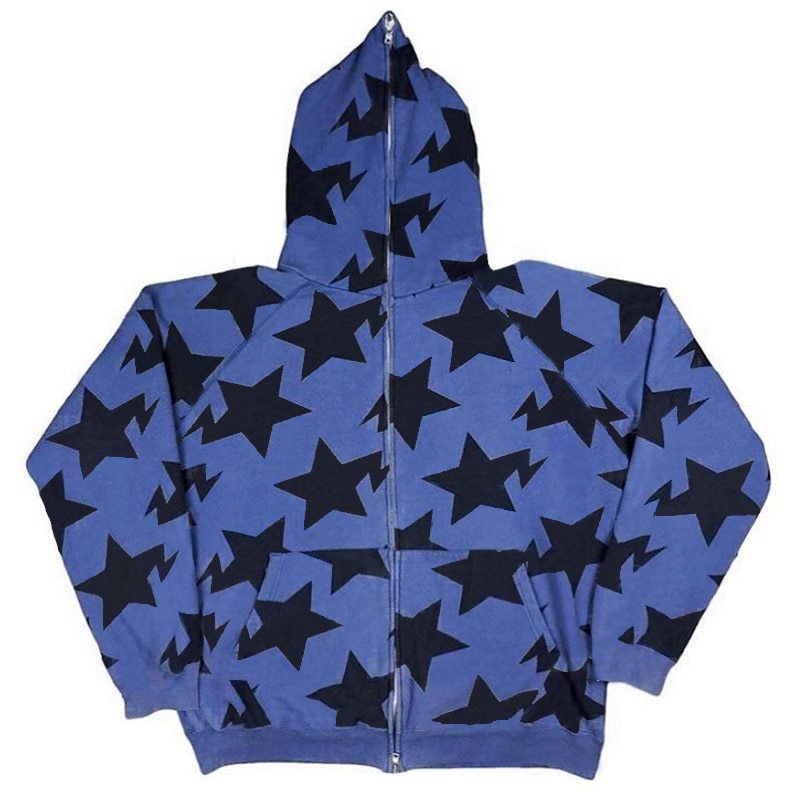 Star Letter Print Oversized Hoodies