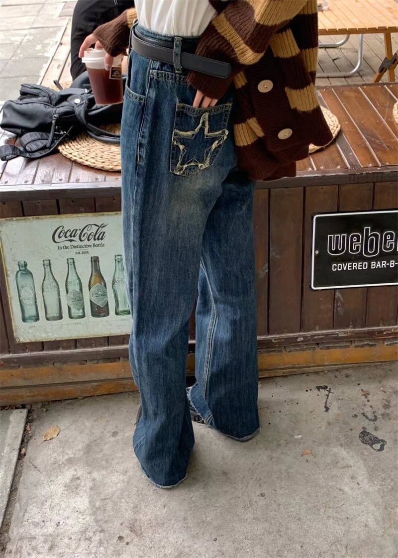 Blue Wide Leg Star Jeans Star