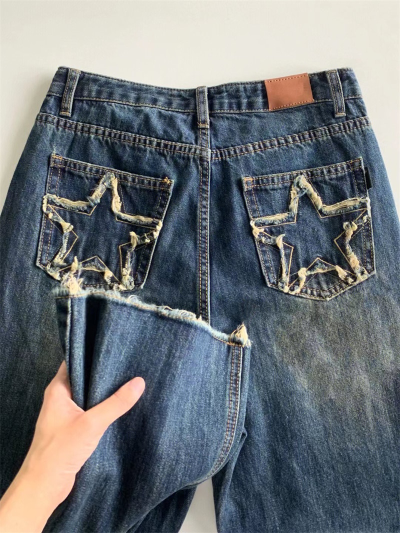 Blue Wide Leg Star Jeans Star