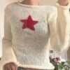 Star Crochet Knit Cropped Knit Top