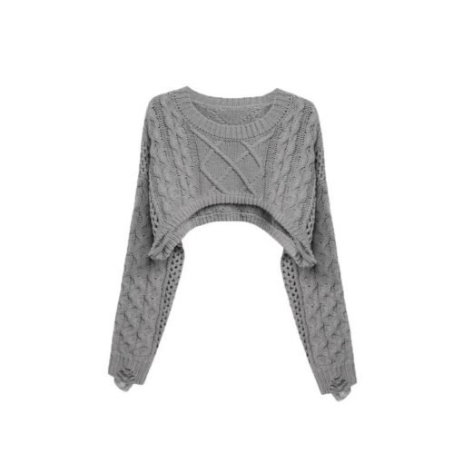 Short Jumper O-neck Long Sleeve