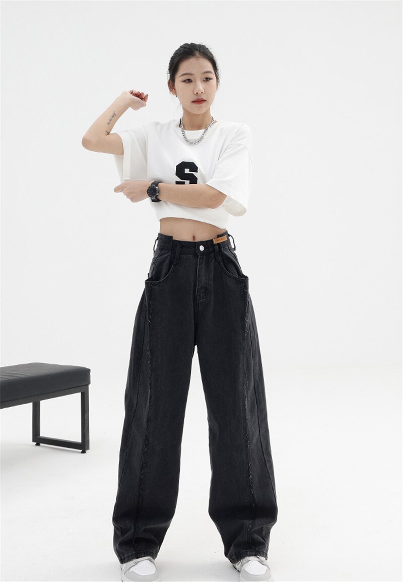 Women Baggy Long Jeans Harajuku Black Wide Leg