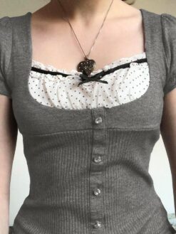 Ribbons Bow Contrast Lolita Tops