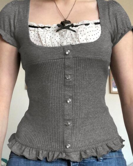 Ribbons Bow Contrast Lolita Tops