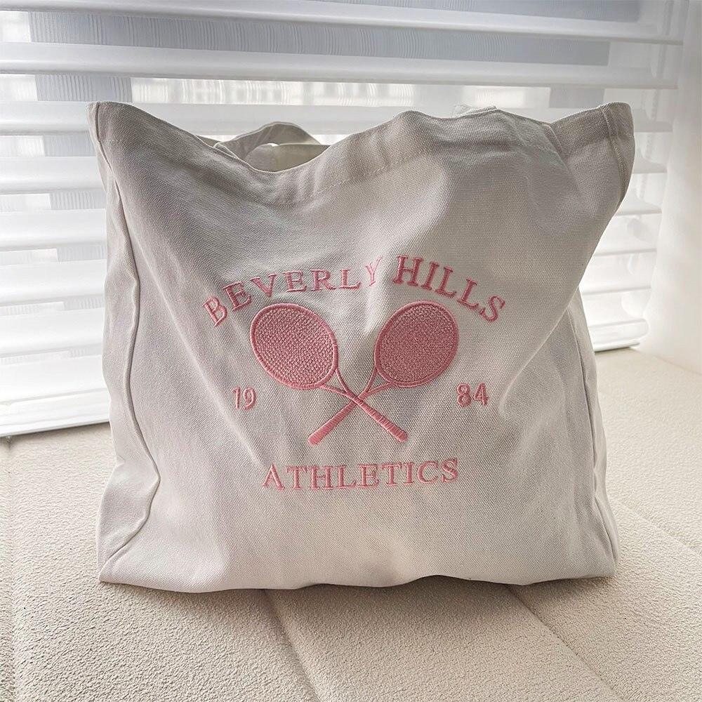 Tennis Embroidered Tote Bag Tennis Embroidered Tote Bag