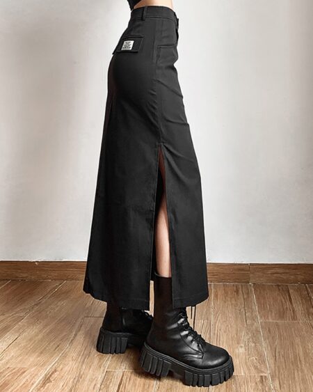 Casual Tag Split Midi Skirts