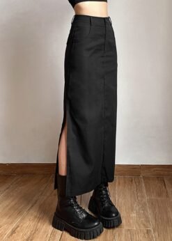 Casual Tag Split Midi Skirts