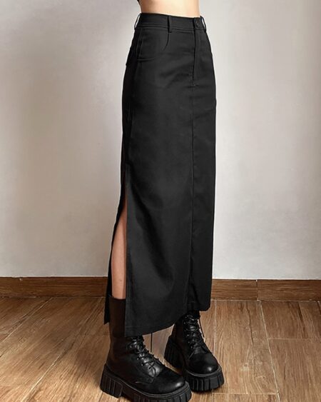 Casual Tag Split Midi Skirts