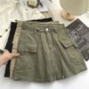 Army Green Short Cargo Skirt BOTTOMS Skirts