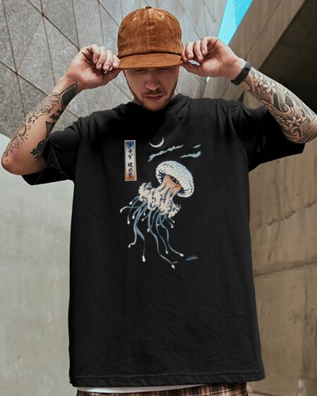 Colorful Jellyfish Print Cotton T Shirts