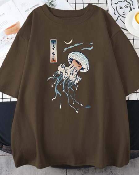 Colorful Jellyfish Print Cotton T Shirts