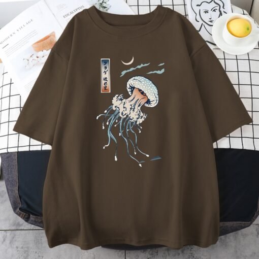 Colorful Jellyfish Print Cotton T Shirts