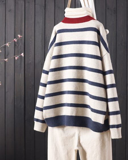 Stripes Matching Knitted Cardigan