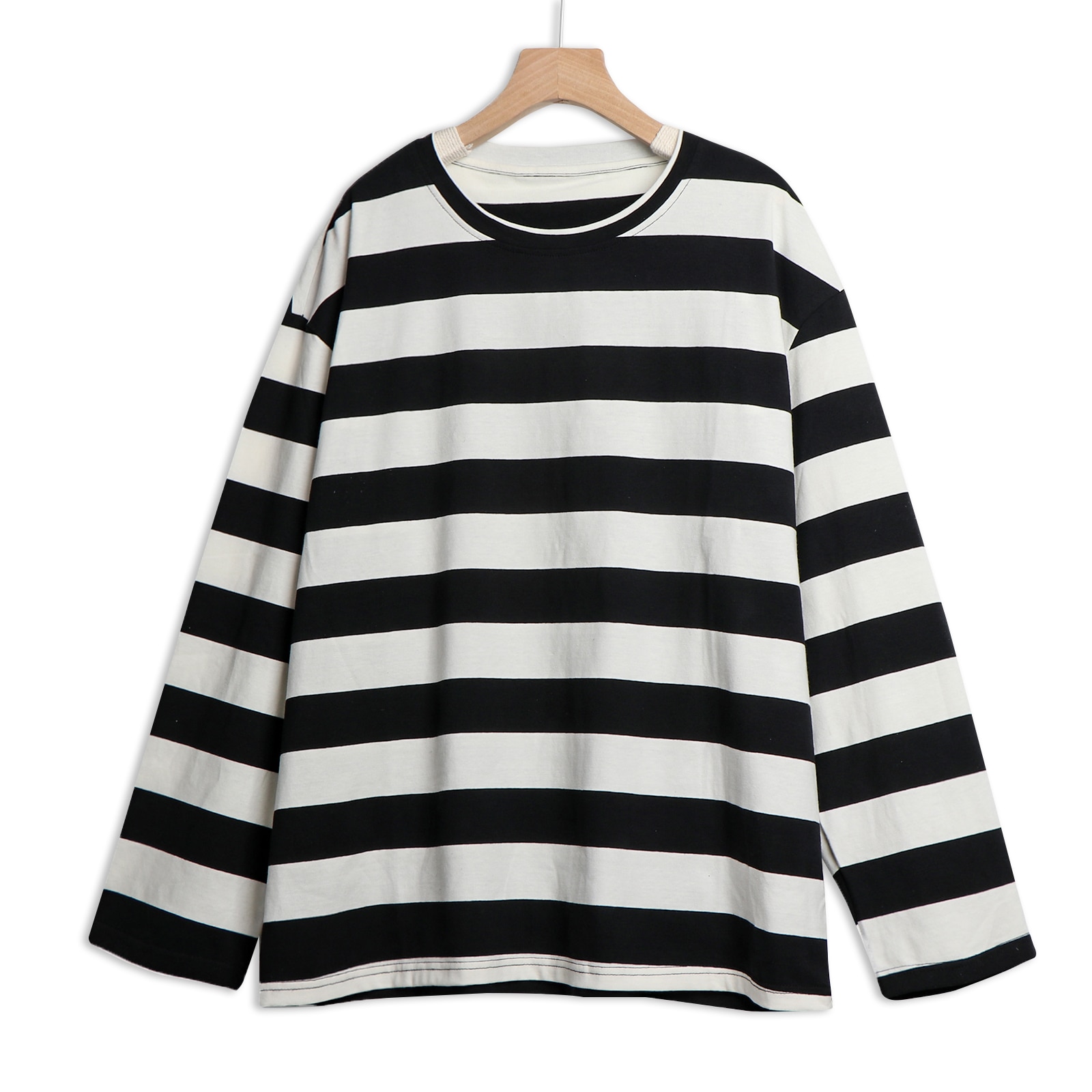Oversized Striped Long Sleeve Shirts