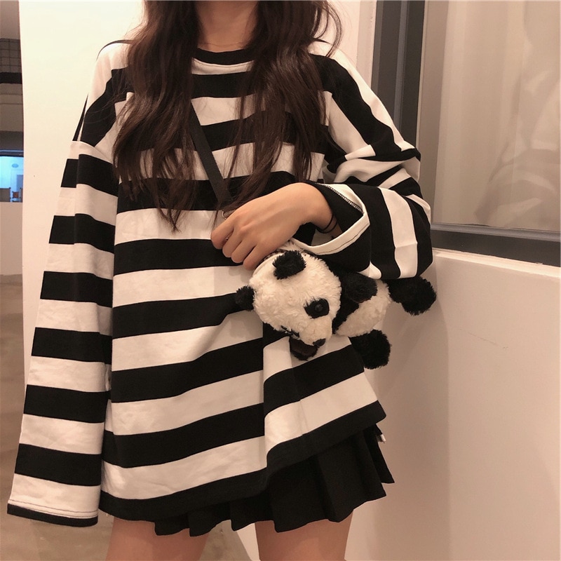 Oversized Striped Long Sleeve Shirts