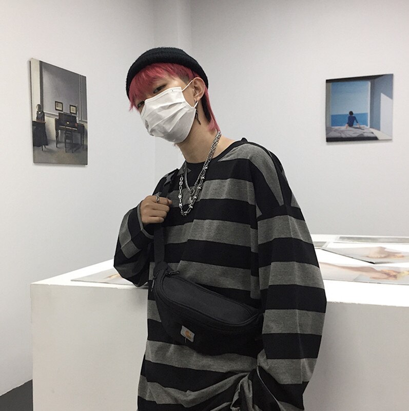 Oversized Striped Long Sleeve Shirts