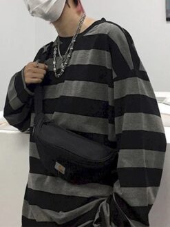 Oversized Striped Long Sleeve Shirts