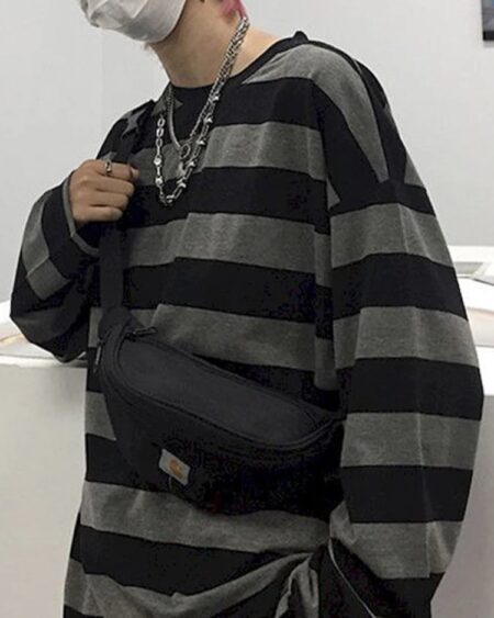 Oversized Striped Long Sleeve Shirts