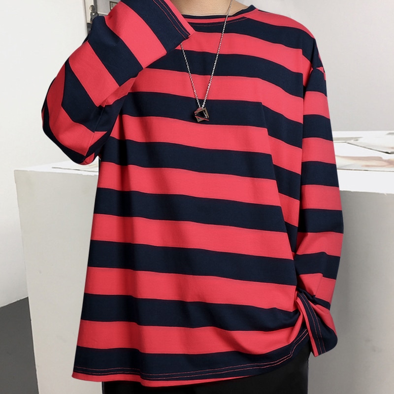 Oversized Striped Long Sleeve Shirts