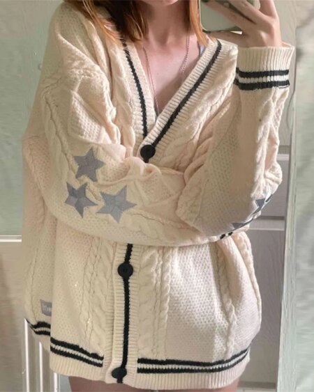Star Print Knitted Cardigan
