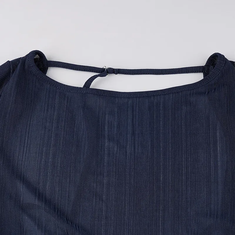 Bandage Backless Long Sleeve Crop Top