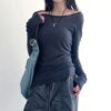 Bandage Backless Long Sleeve Crop Top