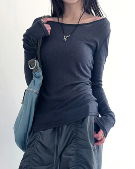 Bandage Backless Long Sleeve Crop Top
