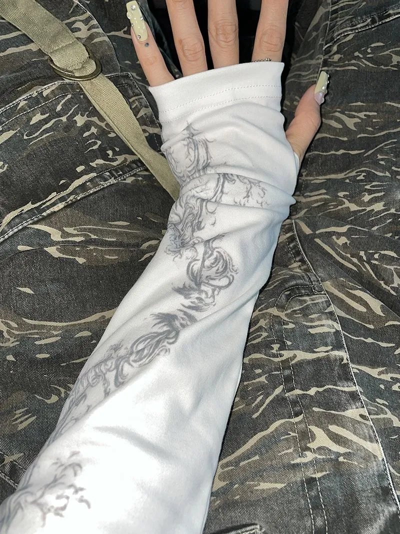 Ladies Long Sleeve Grunge Print