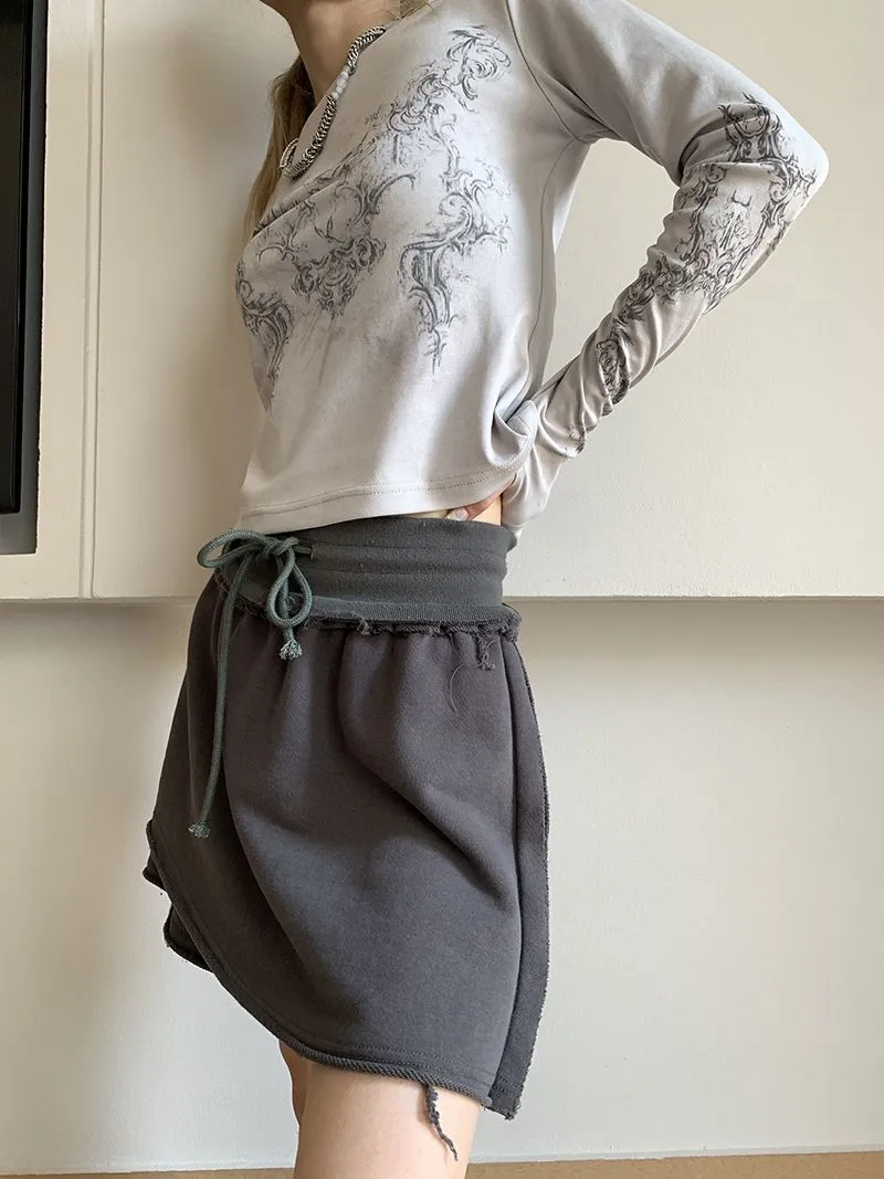 Ladies Long Sleeve Grunge Print