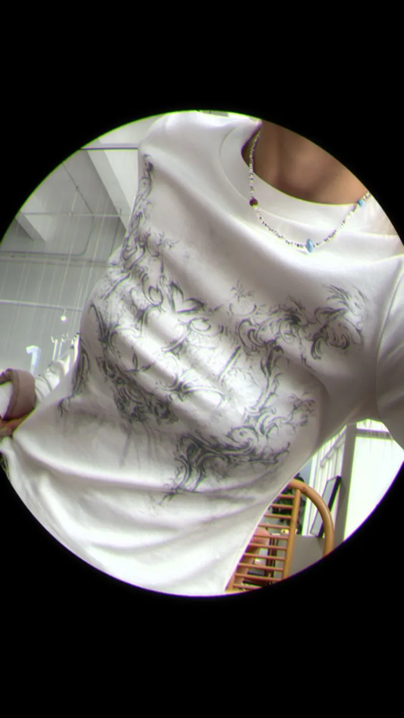 Ladies Long Sleeve Grunge Print