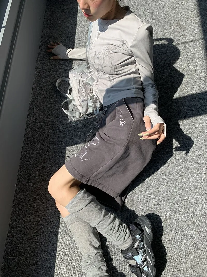 Ladies Long Sleeve Grunge Print