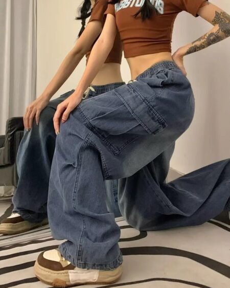 lastic Waist Cargo Jeans