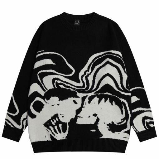 Painting Skull Knitted Unisex Sweater Outerwear Sweaters