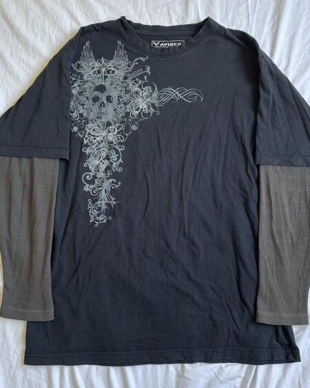 90s Vintage Cross Skull Print Tee