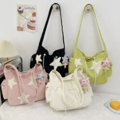 Star Pattern Corduroy Crossbody Bag