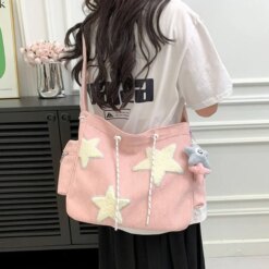 Star Pattern Corduroy Crossbody Bag