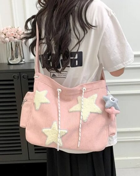 Star Pattern Corduroy Crossbody Bag