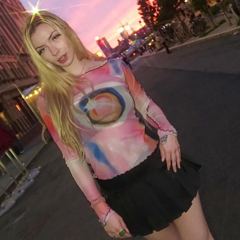 Goth Mesh Long Sleeve Top