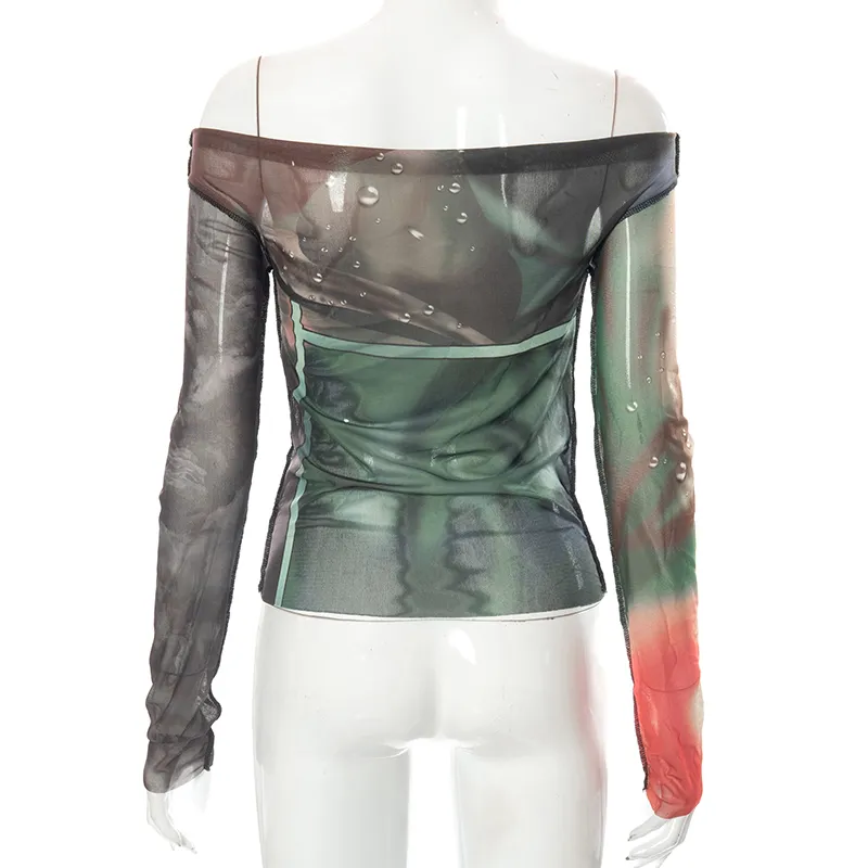 Goth Mesh Long Sleeve Top